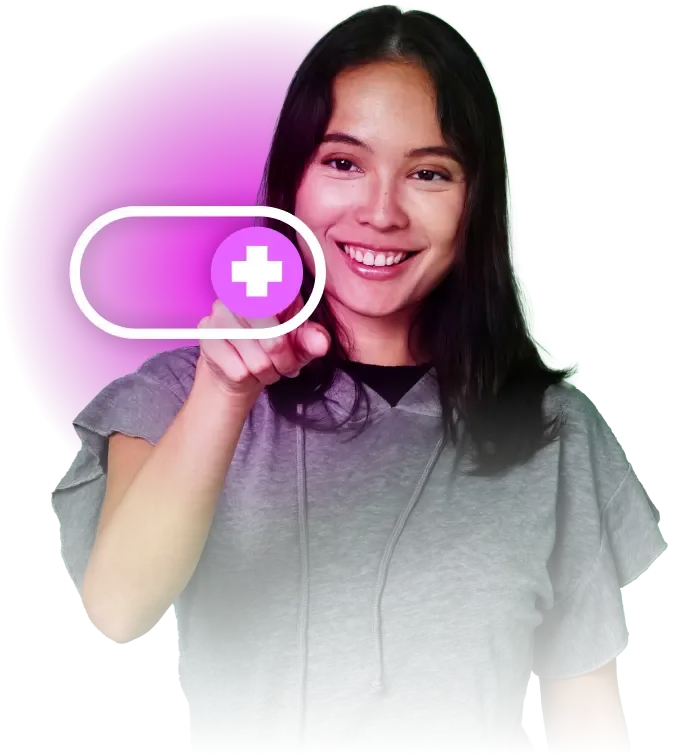Girl toggling a switch.